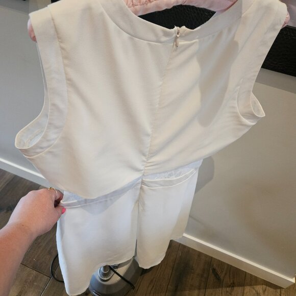 White Mini Dress w/ Sheer Lace Waist - Picture 5 of 5